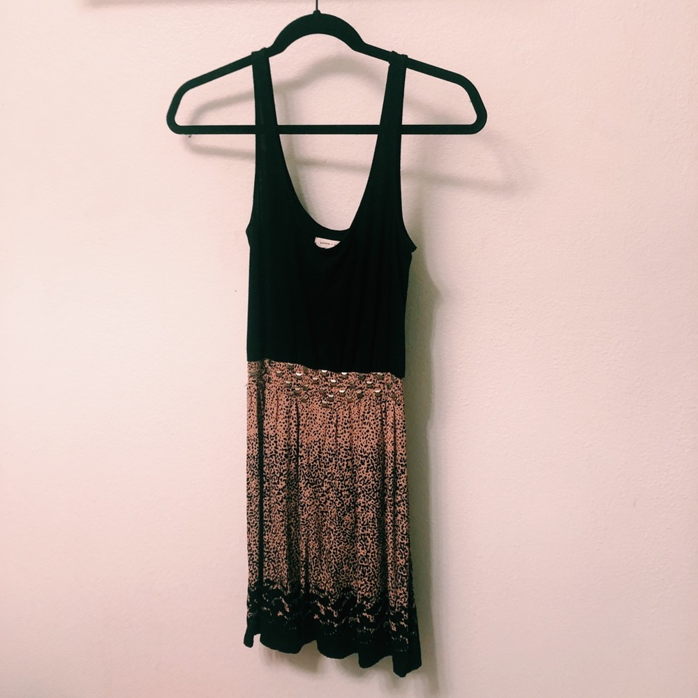 Black and Pink Leopard Tank Dress with Studs